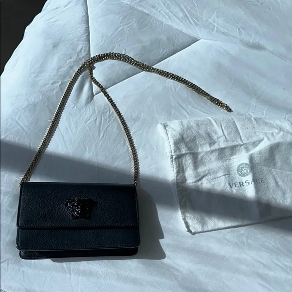 Versace Black Leather Chain Bag - Picture 3 of 6